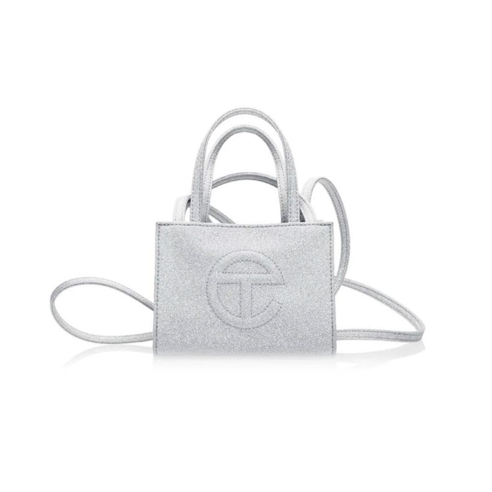 Small glitter Telfar shopping bag